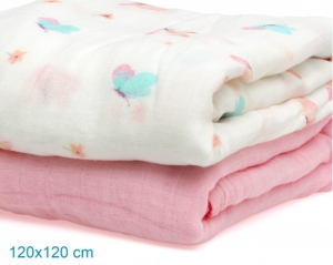 Set 2 muselinas Mariposas Rosa